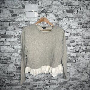 EUC J.Crew Crew Neck Sweater w/White Ruffle Hem Size XL